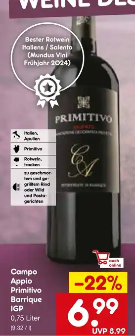 Netto Marken-Discount Campo appio primitivo barrique igp Angebot