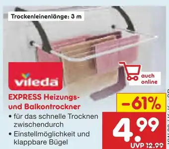Netto Marken-Discount Vileda express heizungs- und balkontrockner Angebot