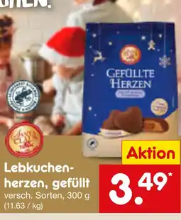 Netto Marken-Discount Lebkuchenherzen, gefüllt Angebot