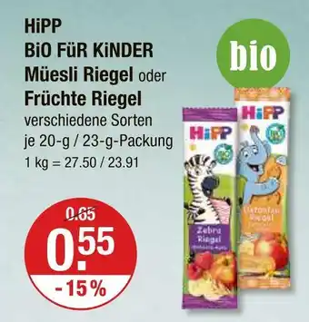 V Markt Hipp bio für kinder müesli riegel Angebot