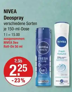 V Markt Nivea fresh active deospray Angebot