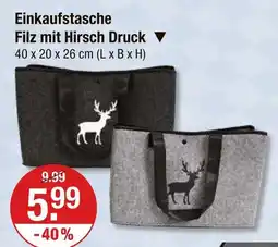 V Markt Einkaufstasche filz mit hirsch druck Angebot