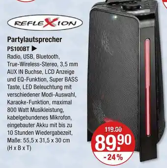 V Markt Reflexion partylautsprecher ps100bt Angebot