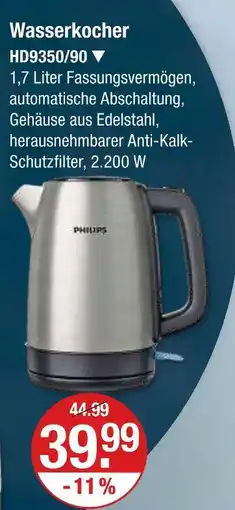 V Markt Philips wasserkocher hd9350/90 Angebot