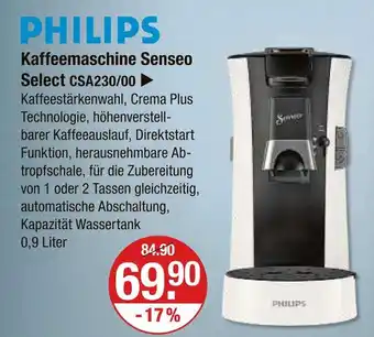 V Markt Philips kaffeemaschine senseo select csa230/00 Angebot