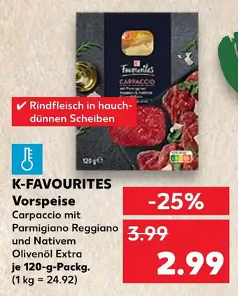 Kaufland K-favourites vorspeise carpaccio mit parmigiano reggiano und nativem olivenöl extra Angebot