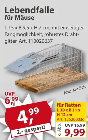 Sonderpreis Baumarkt Lebendfalle für Mäuse Angebot