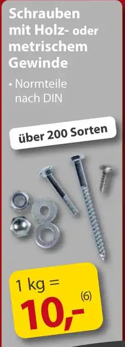 Sonderpreis Baumarkt Schrauben mit Holz- oder metrischem Gewinde Angebot