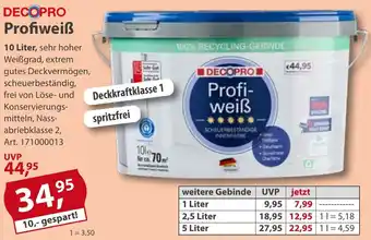 Sonderpreis Baumarkt DECOPRO Profiweiß Angebot