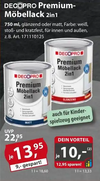Sonderpreis Baumarkt DECOPRO Premium- Möbellack 2in1 Angebot