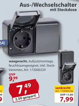 Sonderpreis Baumarkt Aus-/Wechselschalter mit Steckdose Angebot