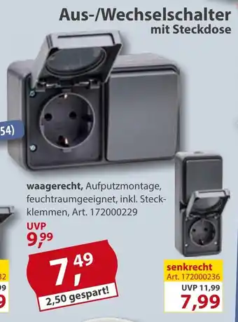 Sonderpreis Baumarkt Aus-/Wechselschalter mit Steckdose Angebot