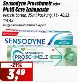 Simmel Sensodyne Proschmelz oder Multi Care Zahnpasta Angebot
