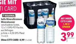 CITTI Markt hella Mineralbrunnen Mineralwasser Angebot
