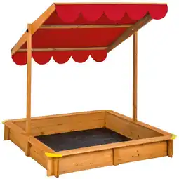 Netto Marken-Discount tectake Sandkasten, aus Holz mit verstellbarem Dach, abgerundete Kunststoffecken, 120 x 120 x 120 cm Angebot