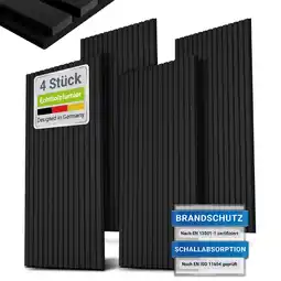 Netto Marken-Discount Juskys Wandpaneele Akustik 4er Set 2,88 qm - Holzfurnier & reduziert Hall und Lärm - Schwarz Angebot