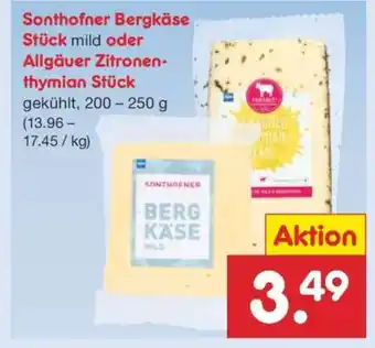 Netto Marken-Discount Sonthofner Bergkäse Stück mild oder Allgäuer Zitronen-thymian Stück Angebot