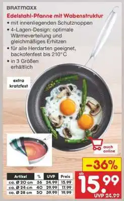 Netto Marken-Discount Edelstahl-Pfanne mit Wabenstruktur Angebot