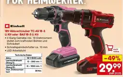 Netto Marken-Discount 18V Akkuschrauber TC-AS 18-3 Li Kit oder BAS 18-3 Li Kit Angebot