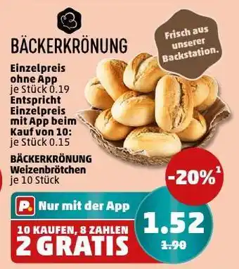 PENNY BÄCKERKRÖNUNG Weizenbrötchen Angebot