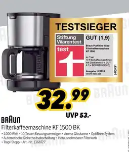 MEDIMAX Braun filterkaffeemaschine kf 1500 bk Angebot
