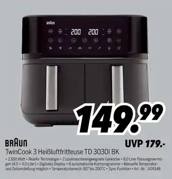 MEDIMAX Braun twincook 3 heißluftfritteuse td 3030i bk Angebot