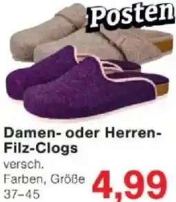 Jawoll Damen oder Herren Filz-Clogs Angebot
