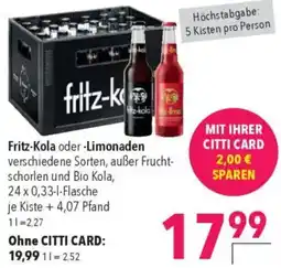 CITTI Markt Fritz-Kola oder Limonaden Angebot