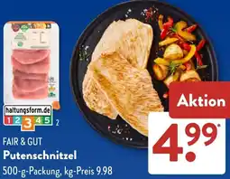 Aldi Süd FAIR & GUT Putenschnitzel Angebot