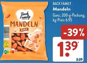 Aldi Süd BACK FAMILY Mandeln Angebot