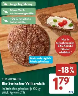 Aldi Süd NUR NUR NATUR Bio-Steinofen-Vollkornlaib Angebot