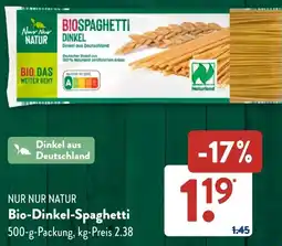 Aldi Süd NUR NUR NATUR Bio-Dinkel-Spaghetti Angebot