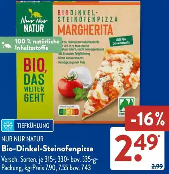 Aldi Süd NUR NUR NATUR Bio-Dinkel-Steinofenpizza Angebot