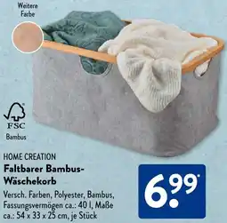 Aldi Süd HOME CREATION Faltbarer Bambus Wäschekorb Angebot