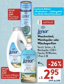 Aldi Süd Lenor Waschmittel, Weichspüler oder Wäscheparfüm Angebot