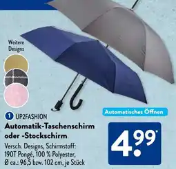 Aldi Süd UP2FASHION Automatik-Taschenschirm oder Stockschirm Angebot
