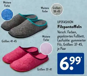 Aldi Süd UP2FASHION Filzpantoffeln Angebot