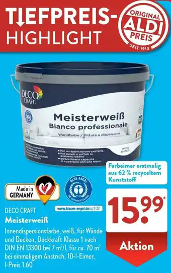 Aldi Süd DECO CRAFT Meisterweiß Angebot