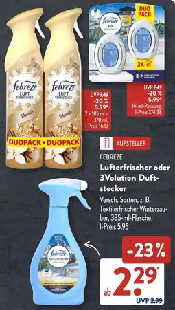 Aldi Süd FEBREZE Lufterfrischer oder 3Volution Duftstecker Angebot