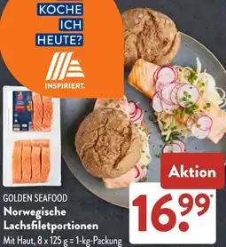 Aldi Süd GOLDEN SEAFOOD Norwegische Lachsfiletportionen Angebot