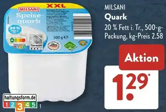 Aldi Süd MILSANI Quark Angebot