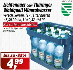 Simmel Lichtenauer oder Thüringer Waldquell Mineralwasser Angebot