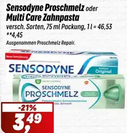 Simmel Sensodyne Proschmelz oder Multi Care Zahnpasta Angebot
