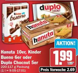 AEZ Hanuta 10er, Kinder Bueno 6er oder Duplo Chocnut 5er Angebot