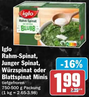 AEZ Iglo Rahm-Spinat, Junger Spinat, Würzspinat oder Blattspinat Minis Angebot