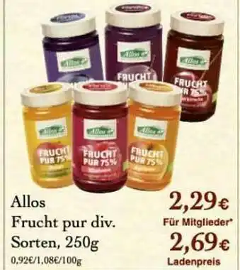 LPG Biomarkt Allos Frucht Pur Angebot