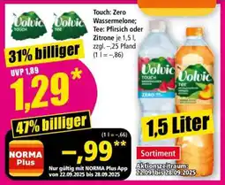 Norma Touch: Zero Wassermelone Tee: Pfirsich oder Zitrone je 1,5 l, zzgl. –,25 Pfand (1 l = –,86) Angebot