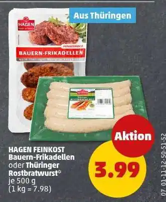 PENNY HAGEN FEINKOST Bauern-Frikadellen oder Thüringer Rostbratwurst Angebot
