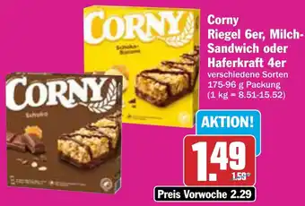 AEZ Corny Riegel 6er, Milch Sandwich oder Haferkraft 4er Angebot
