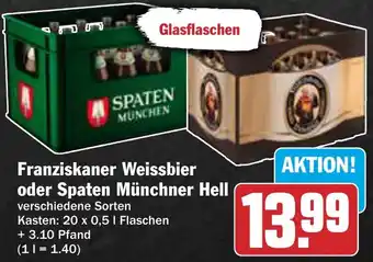 AEZ Franziskaner Weissbier oder Spaten Münchner Hell Angebot
